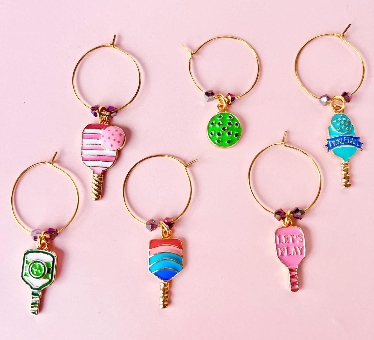 Pickleball Wine Glass Charm Hostess Party Gift