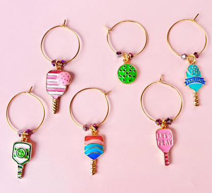 Pickleball Wine Glass Charm Hostess Party Gift