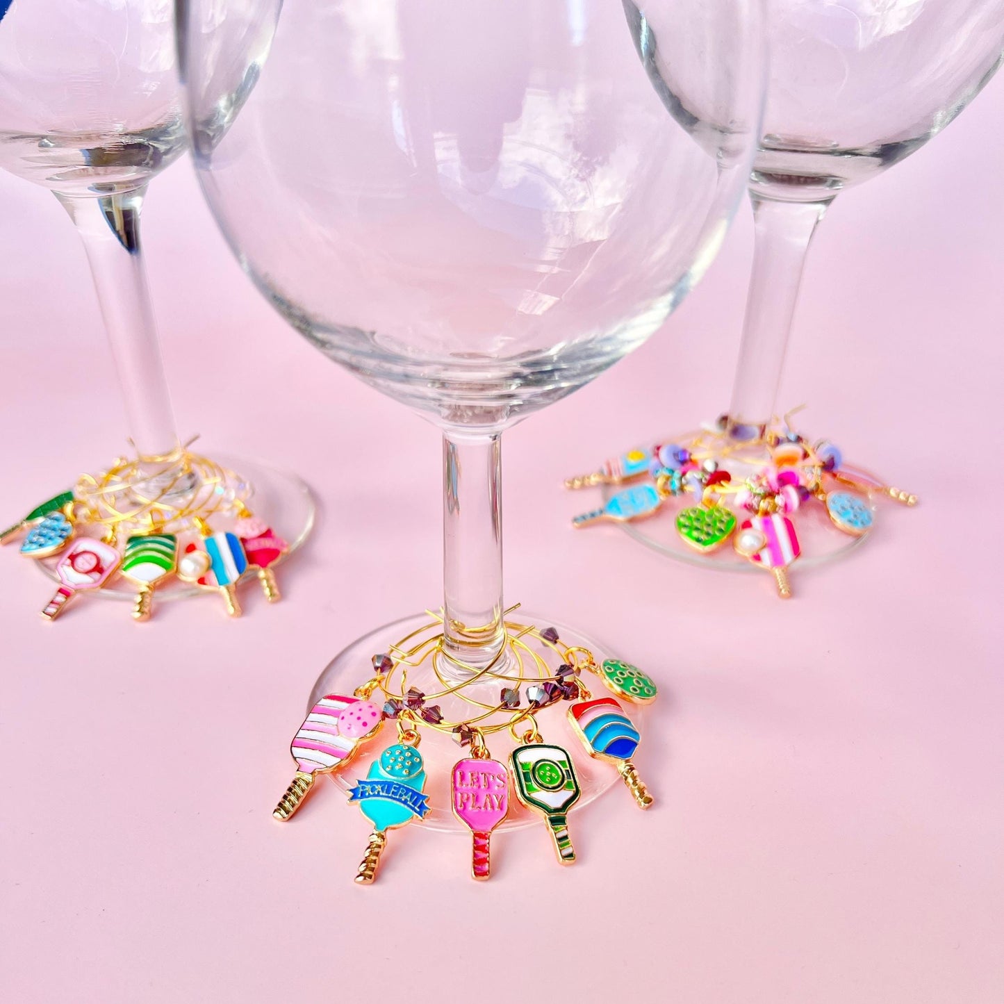Pickleball Wine Glass Charm Hostess Party Gift