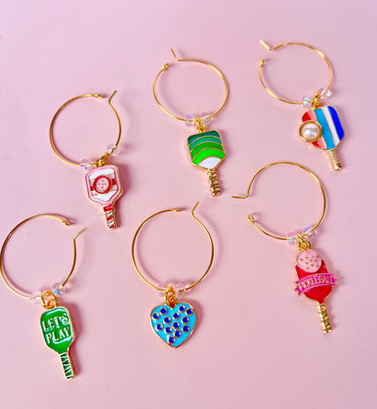 Pickleball Wine Glass Charm Hostess Party Gift