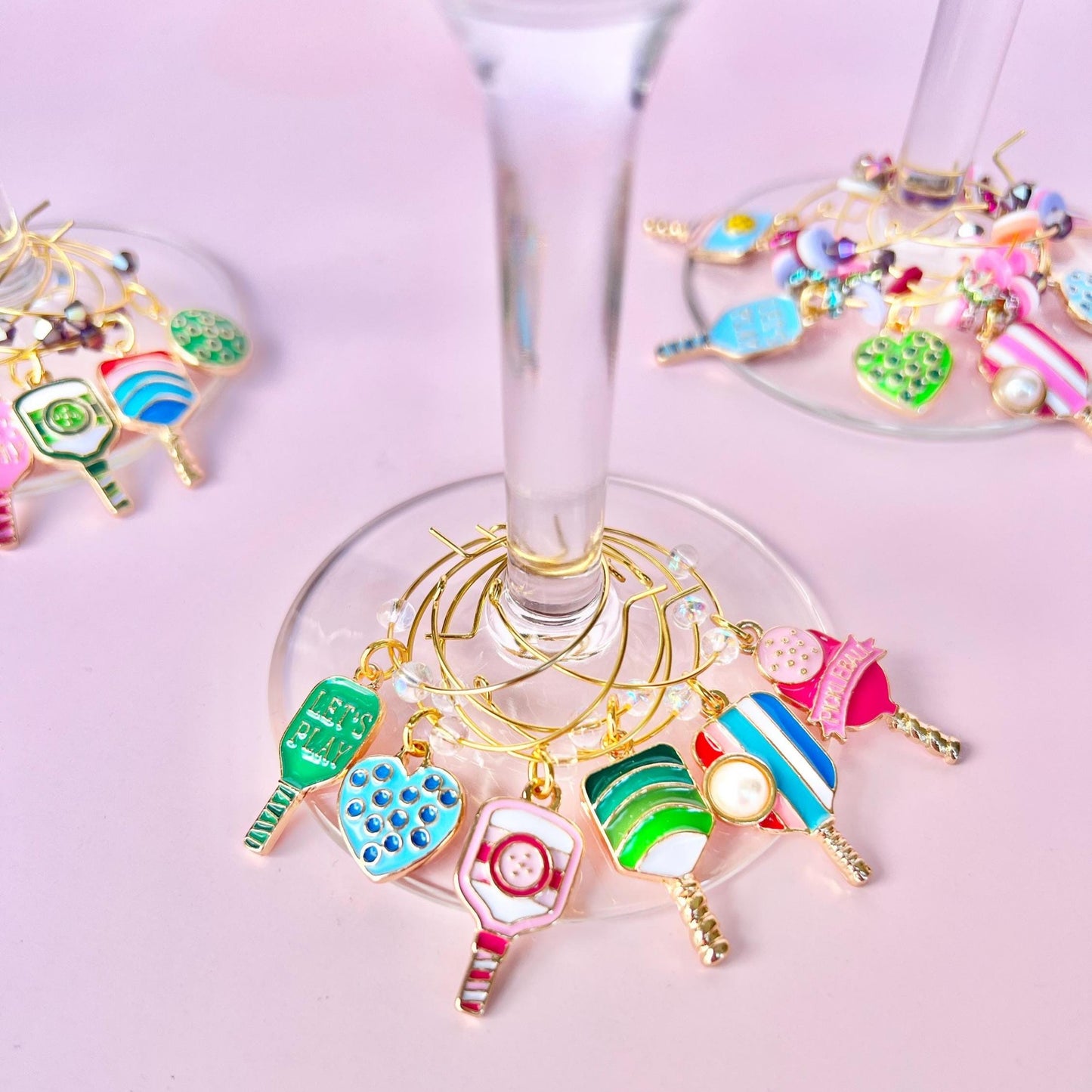 Pickleball Wine Glass Charm Hostess Party Gift