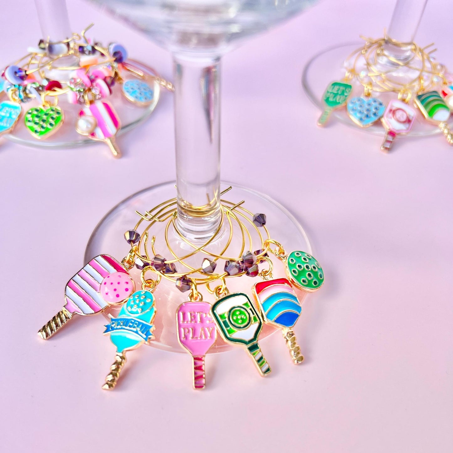 Pickleball Wine Glass Charm Hostess Party Gift