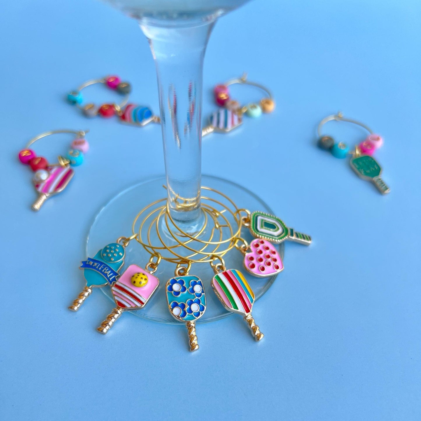 Pickleball Wine Glass Charm Hostess Party Gift