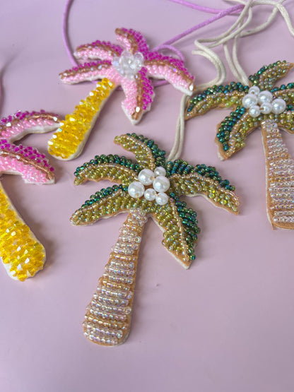 Beaded Palm Tree Bag Charm Tropical Vacation Purse Charm Personalized