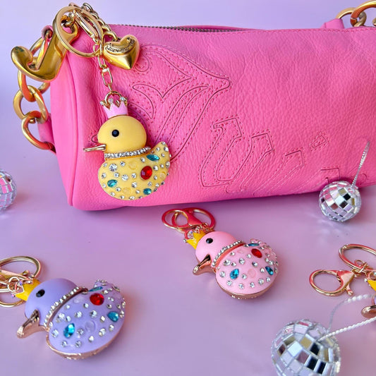 Rubber Duck Bag Charm Personalized Bling Keychain