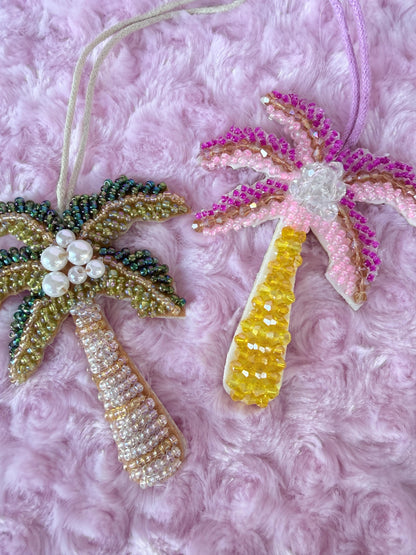 Beaded Palm Tree Bag Charm Tropical Vacation Purse Charm Personalized