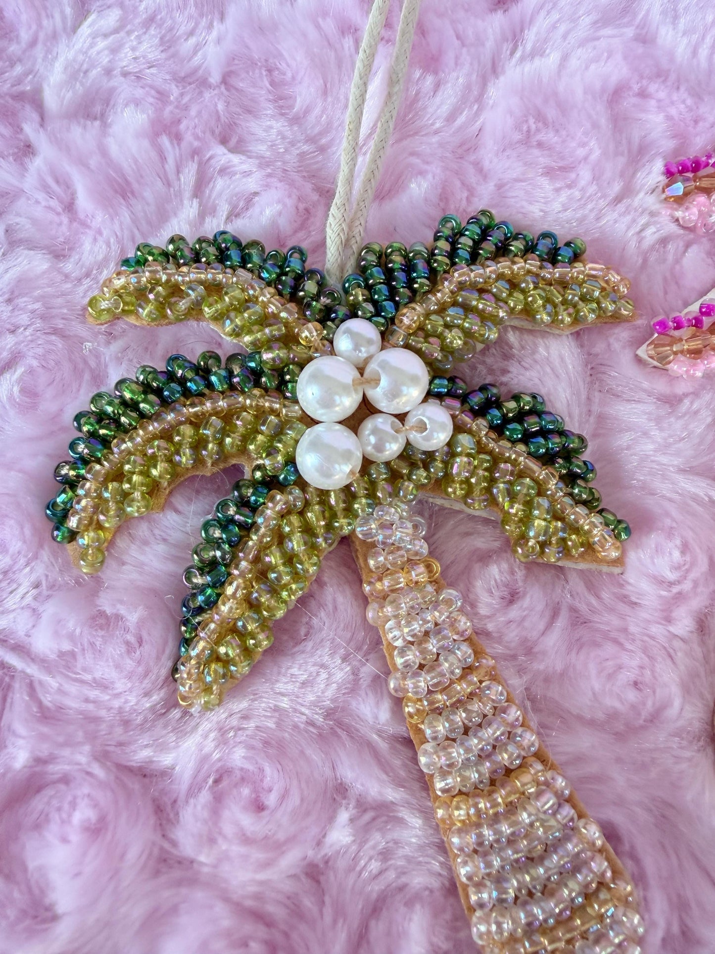 Beaded Palm Tree Bag Charm Tropical Vacation Purse Charm Personalized