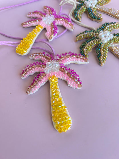 Beaded Palm Tree Bag Charm Tropical Vacation Purse Charm Personalized