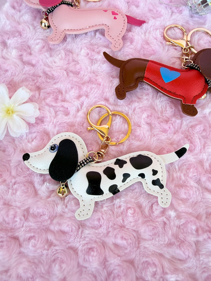 Dachshund Leather Keychain Personalized Dog Lover Gift