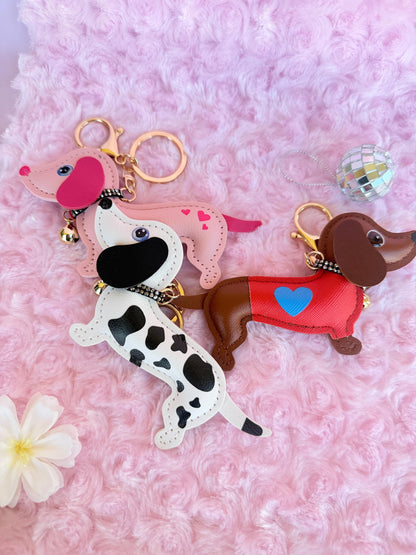 Dachshund Leather Keychain Personalized Dog Lover Gift