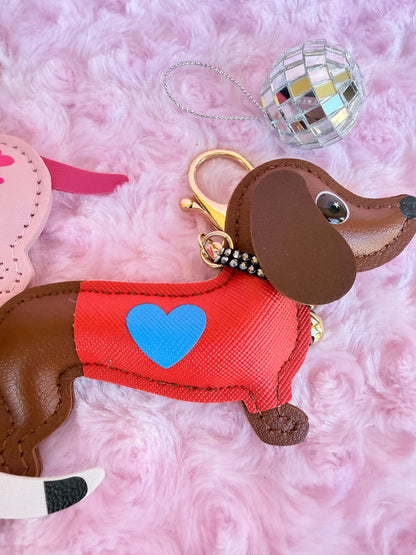 Dachshund Leather Keychain Personalized Dog Lover Gift