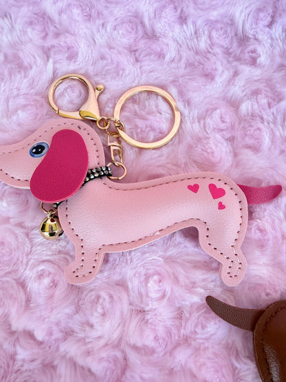 Dachshund Leather Keychain Personalized Dog Lover Gift