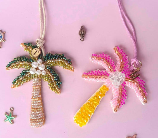 Beaded Palm Tree Bag Charm Tropical Vacation Purse Charm Personalized