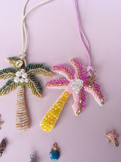 Beaded Palm Tree Bag Charm Tropical Vacation Purse Charm Personalized
