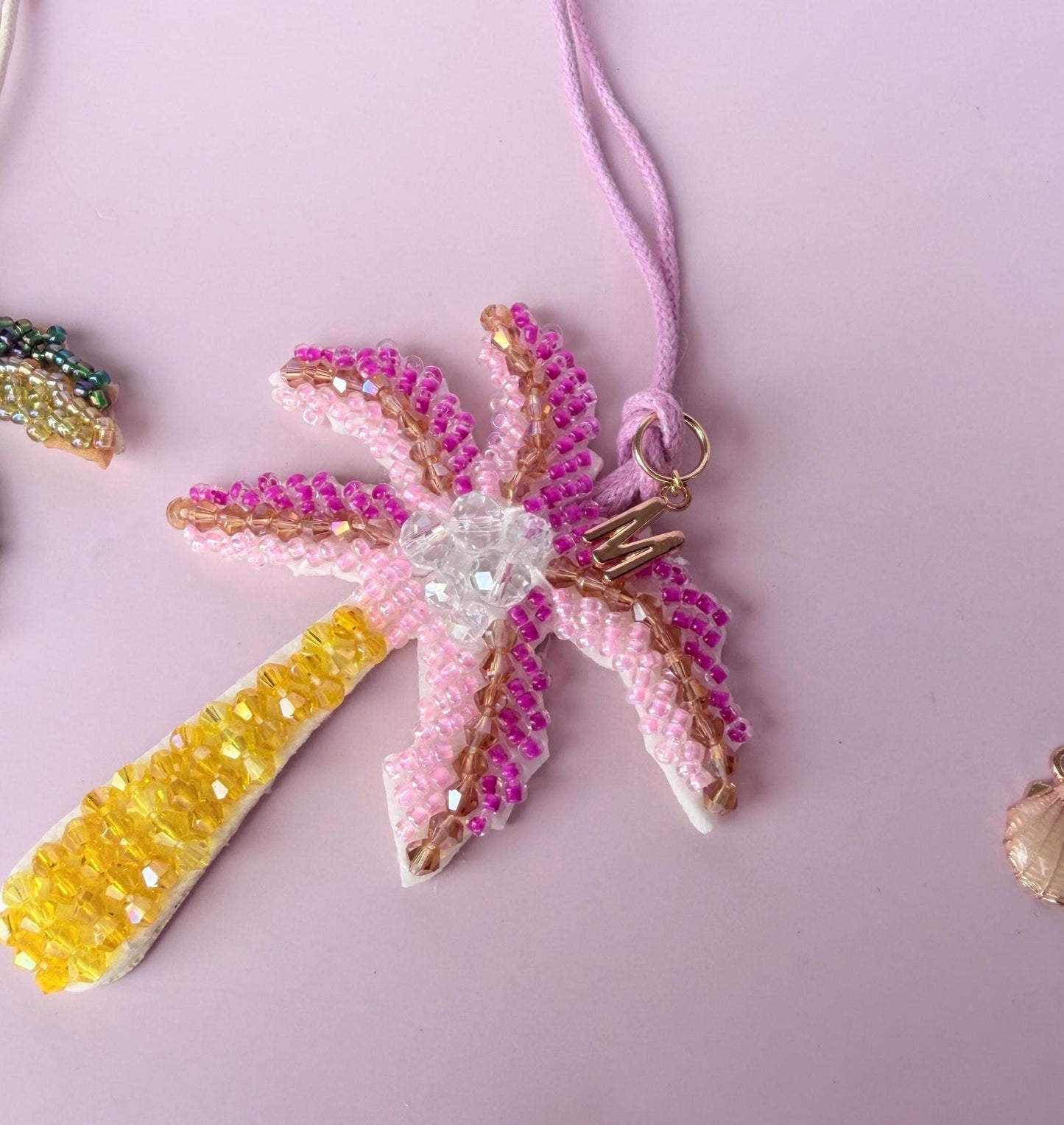 Beaded Palm Tree Bag Charm Tropical Vacation Purse Charm Personalized