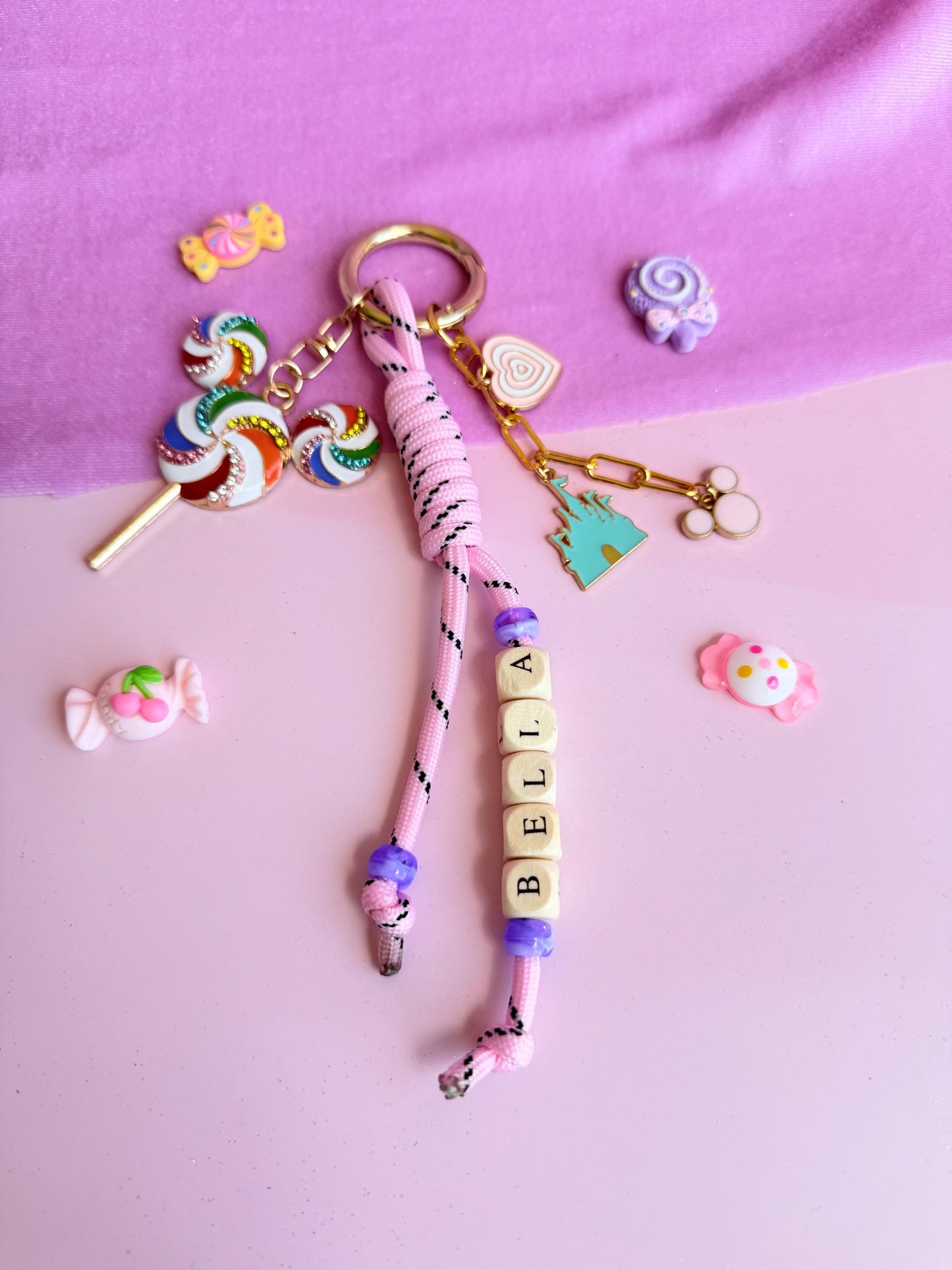 Lollipop Mouse Ears Cute Personalized Keychain