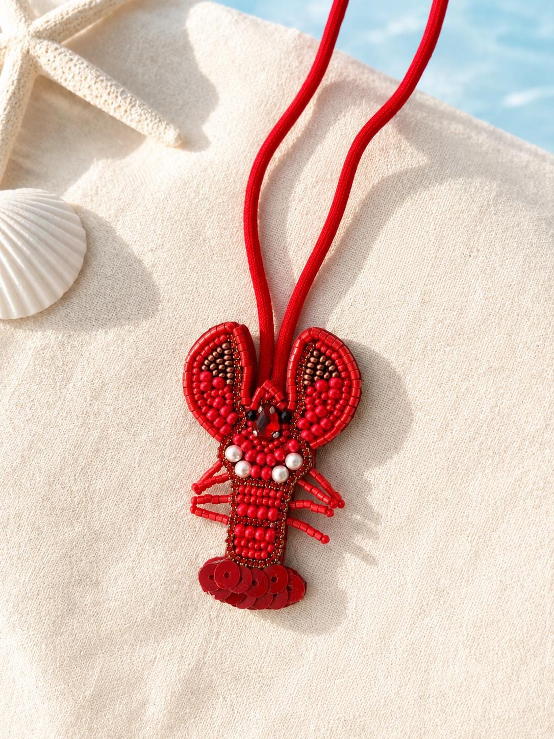 Lobster Bag Charm Personalized Beaded Purse Charm Summer Keychain