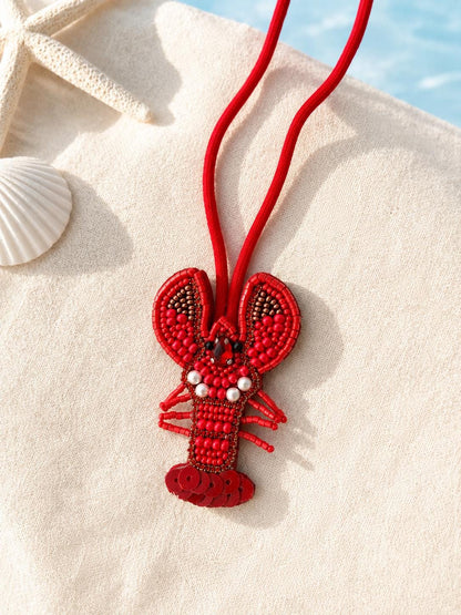 Lobster Bag Charm Personalized Beaded Purse Charm Summer Keychain