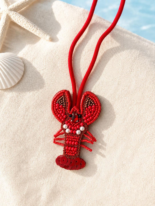 Lobster Bag Charm Personalized Beaded Purse Charm Summer Keychain