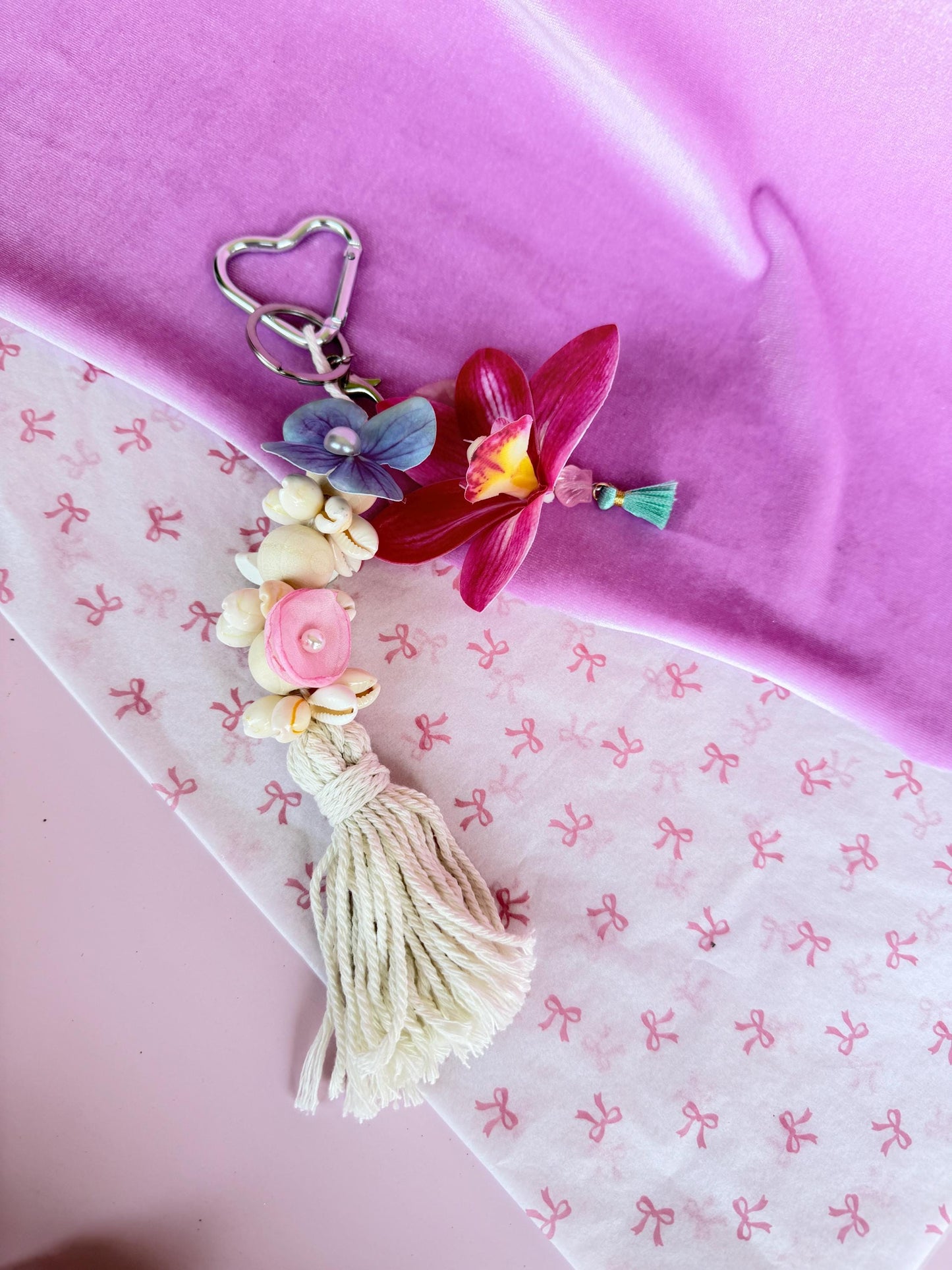 Tropical Flower Bag Charm Beach Tote Accessories