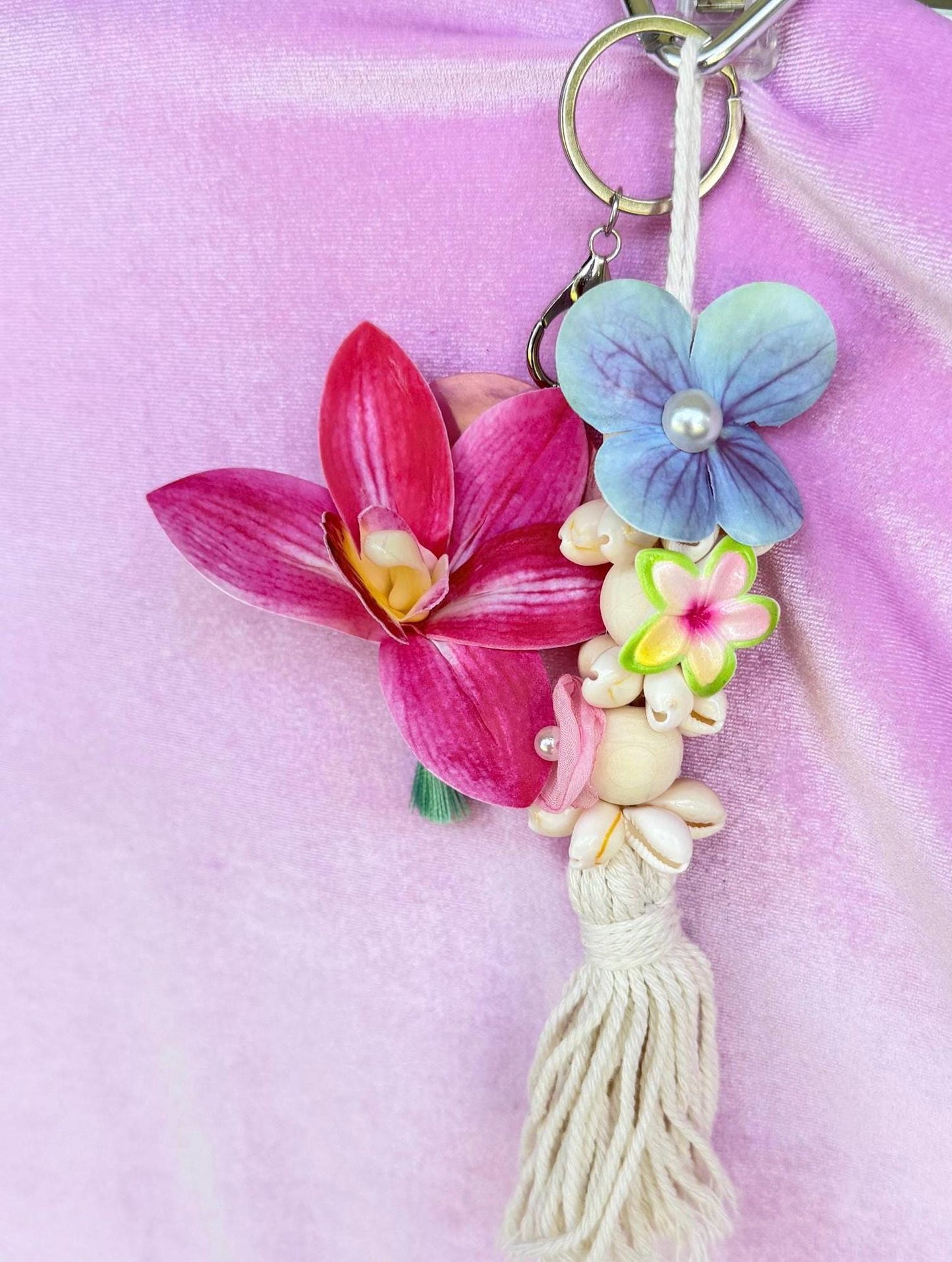 Tropical Flower Bag Charm Beach Tote Accessories