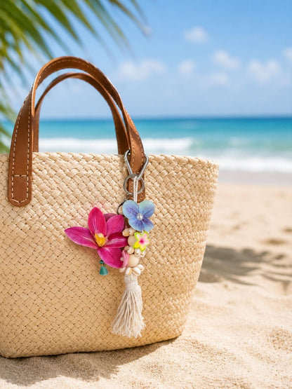 Tropical Flower Bag Charm Beach Tote Accessories