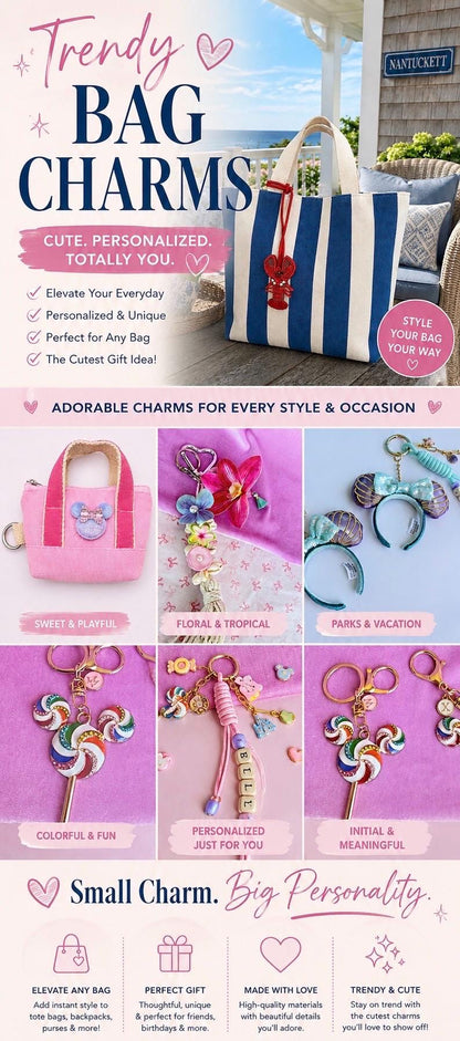 Tropical Flower Bag Charm Beach Tote Accessories