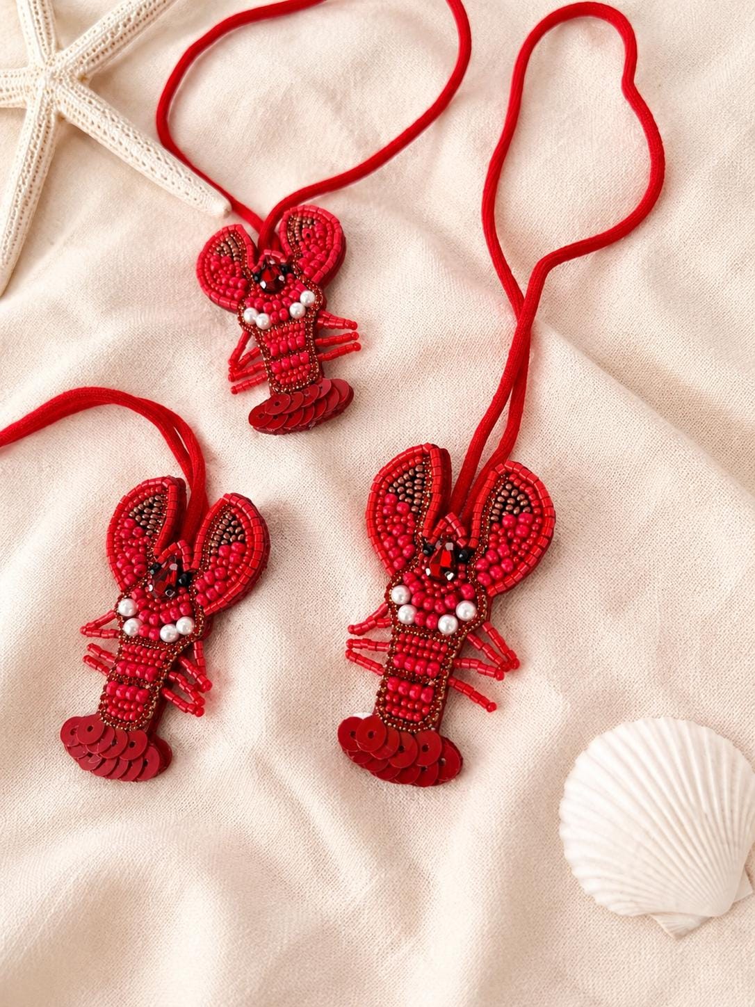Lobster Bag Charm Personalized Beaded Purse Charm Summer Keychain