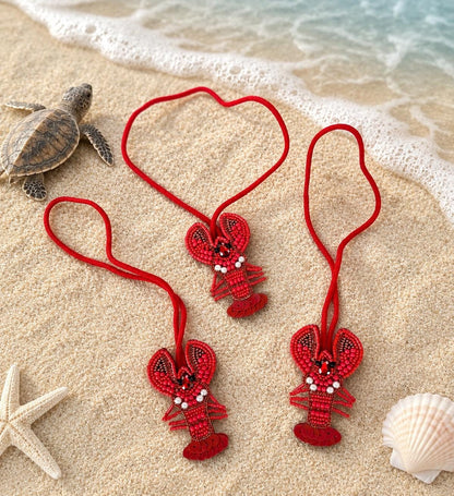 Lobster Bag Charm Personalized Beaded Purse Charm Summer Keychain
