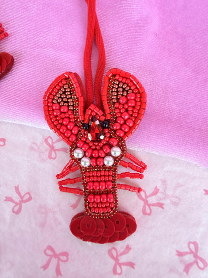 Lobster Bag Charm Personalized Beaded Purse Charm Summer Keychain