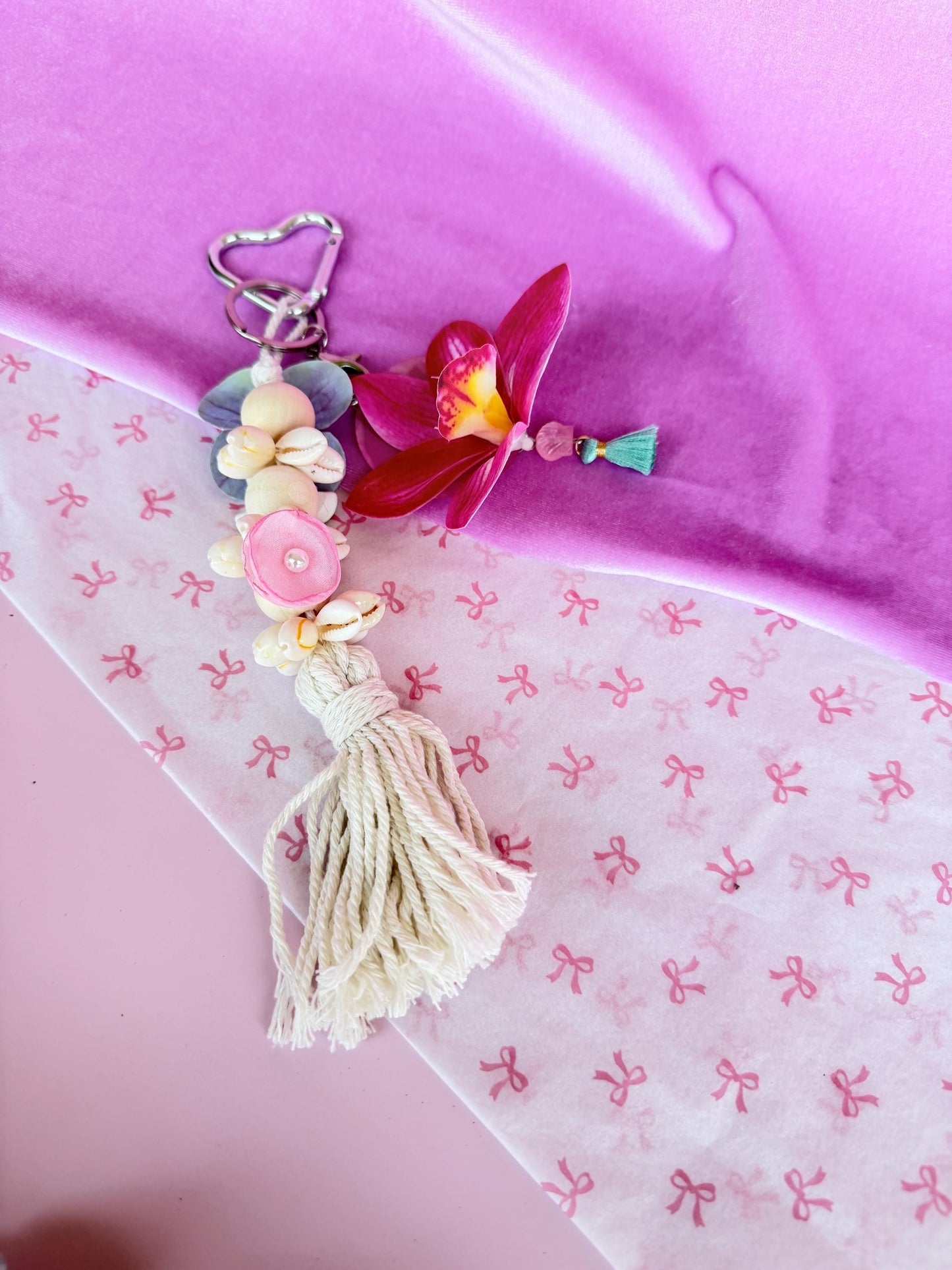 Tropical Flower Bag Charm Beach Tote Accessories