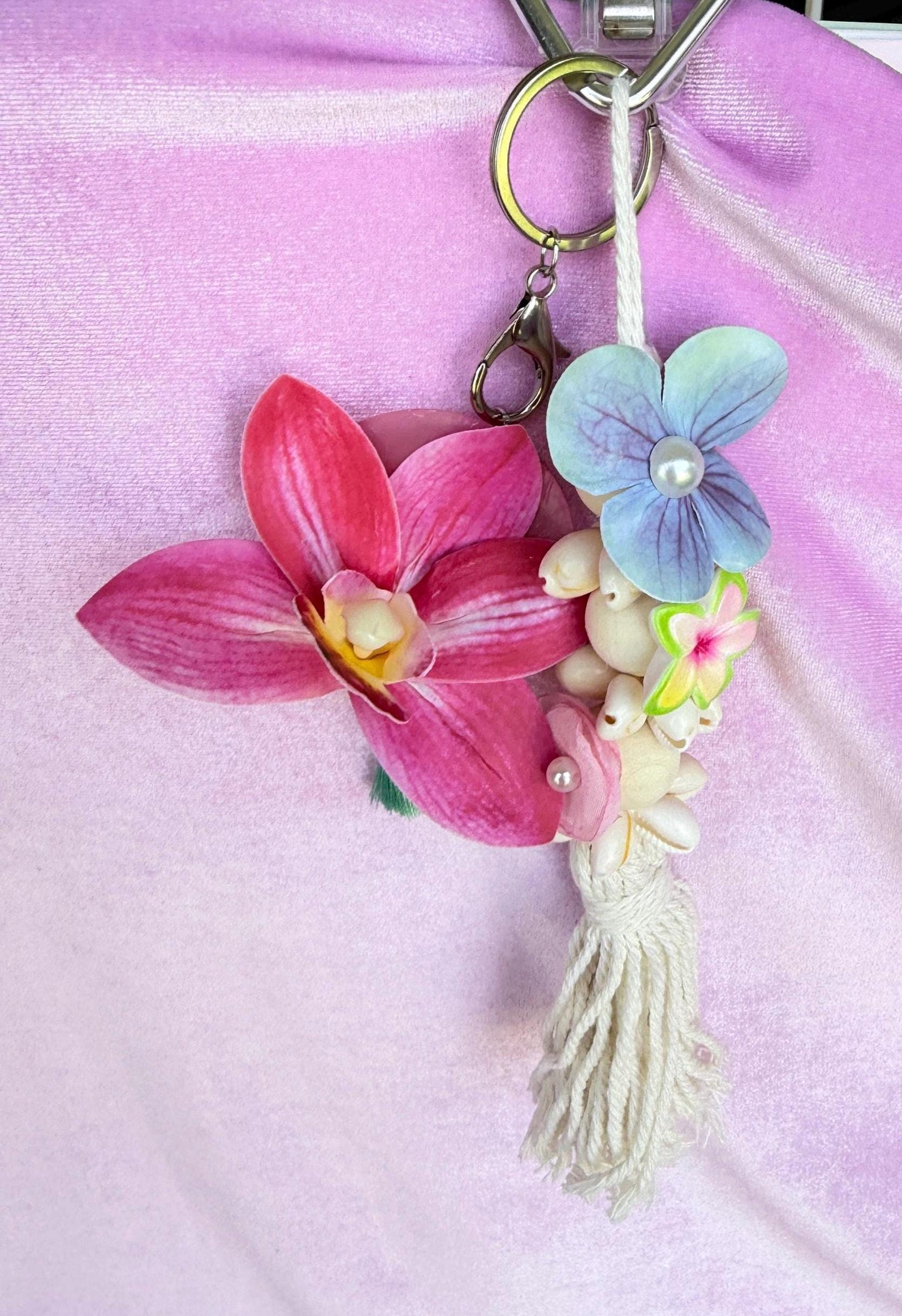 Tropical Flower Bag Charm Beach Tote Accessories
