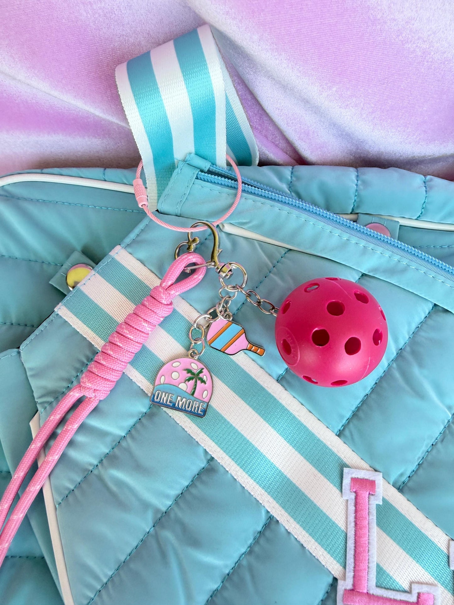 Personalized Pickleball Bag Charm Pink Pickleball Gifts