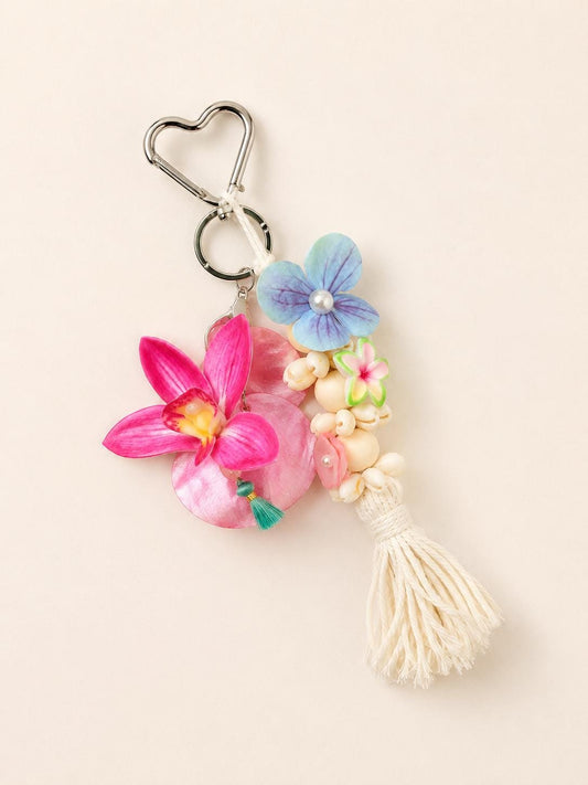Tropical Flower Bag Charm Beach Tote Accessories
