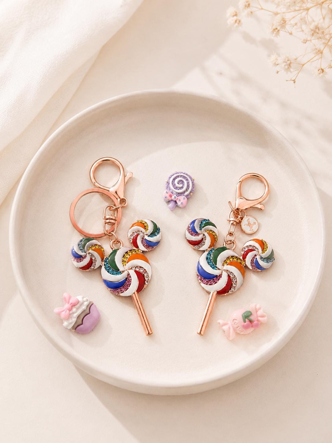 Lollipop Mouse Ears Cute Personalized Keychain
