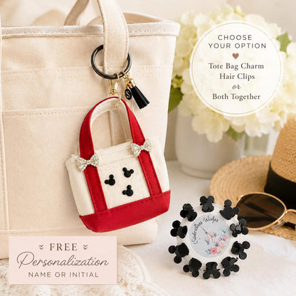 Personalized Mini Tote Bag & Mouse Ears Hair Clips