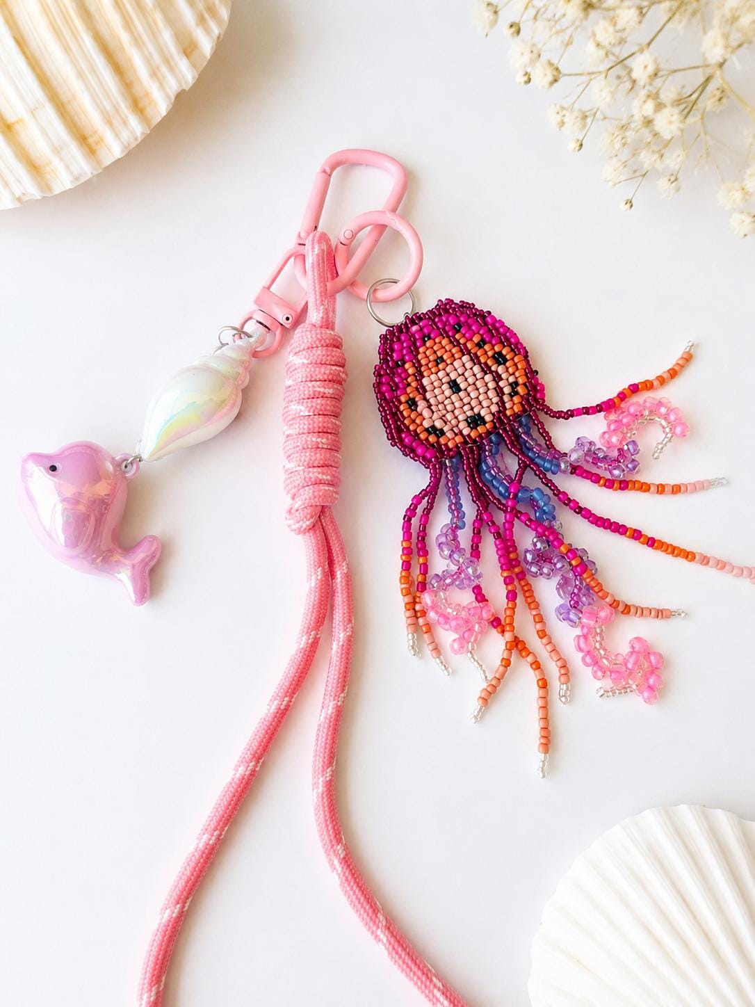 Beaded Jellyfish Keychain Ocean Lover Gift