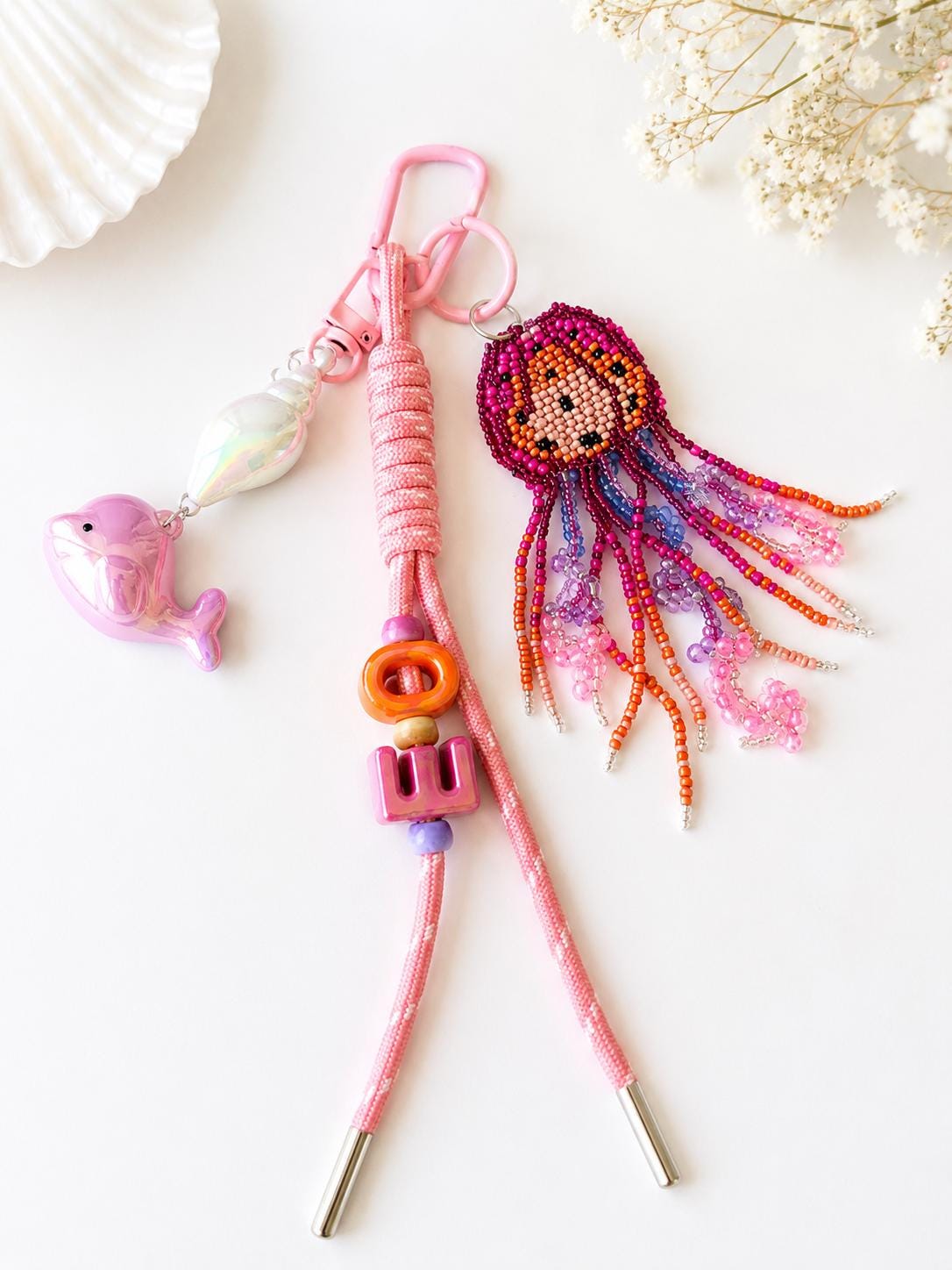 Beaded Jellyfish Keychain Ocean Lover Gift