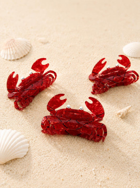 Red Crab Hair Clip Ocean Themed Coastal Hair Accessory