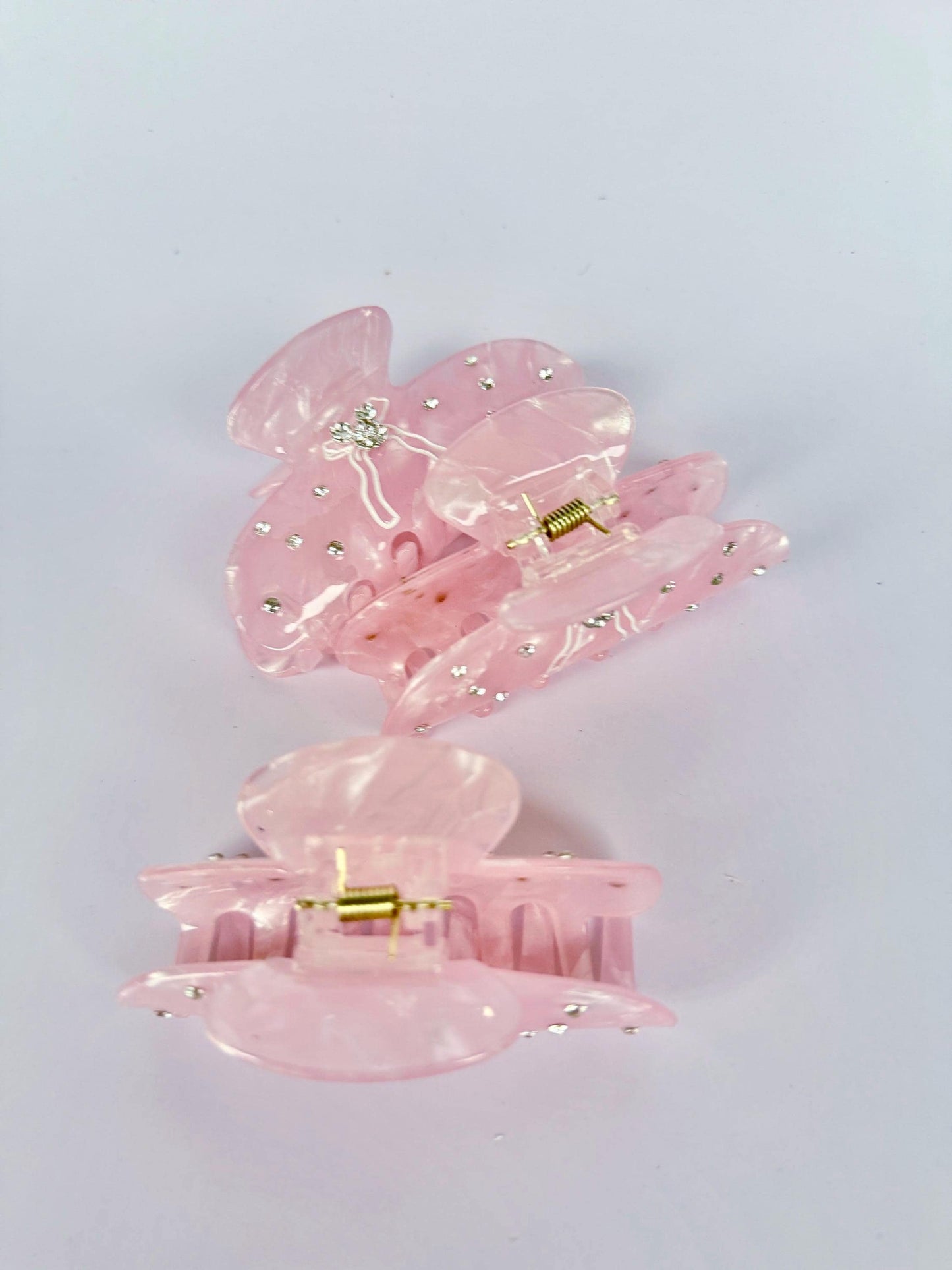 Pink Bow Hair Claw Rhinestone Mickey Head Hair Clip