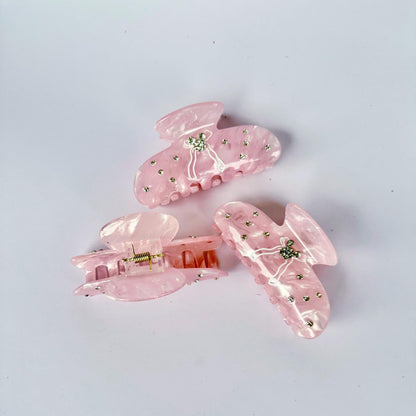 Pink Bow Hair Claw Rhinestone Mickey Head Hair Clip