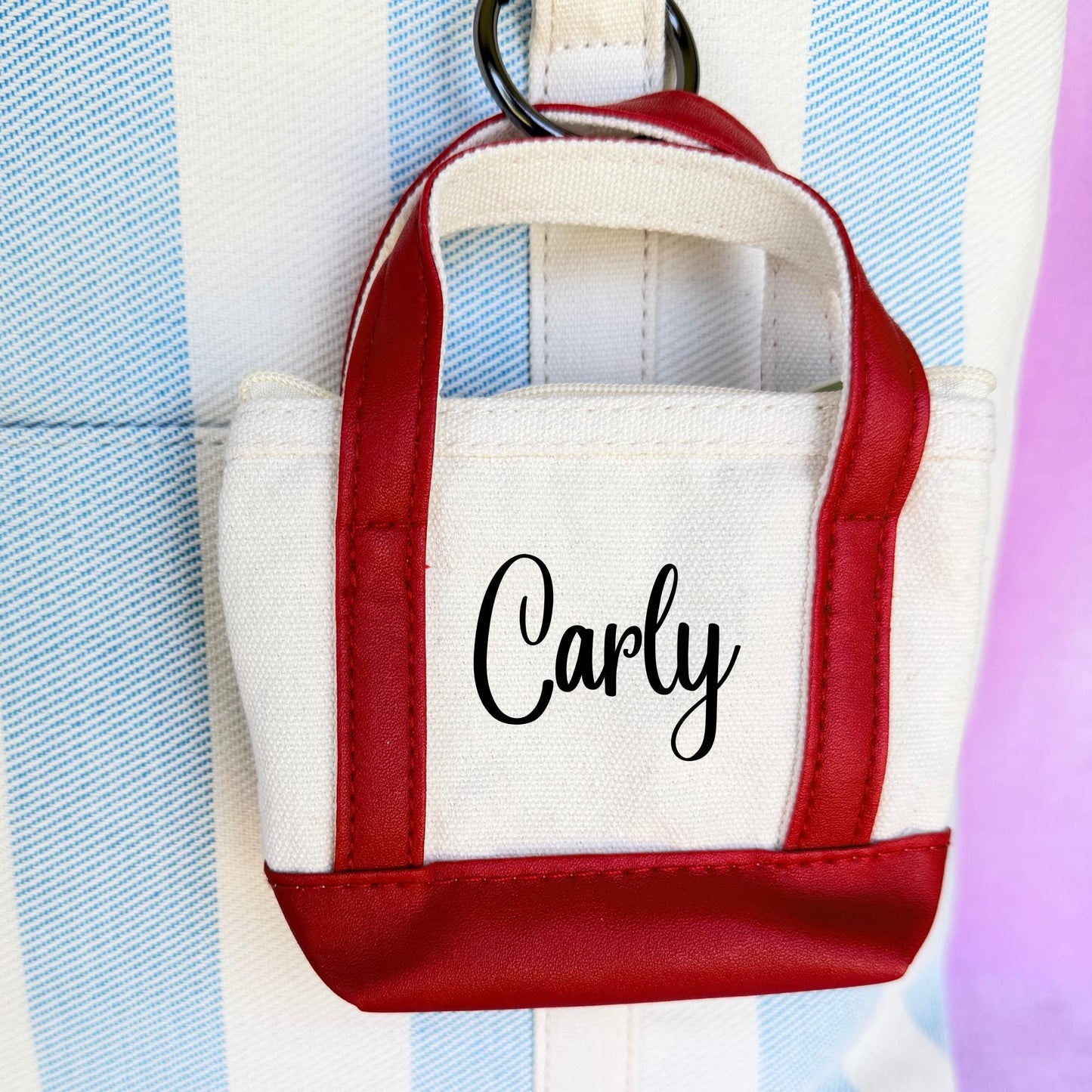 Mini Tote Bag Charm Personalized Purse Keychain