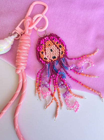 Beaded Jellyfish Keychain Ocean Lover Gift
