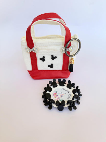 Personalized Mini Tote Bag & Mouse Ears Hair Clips