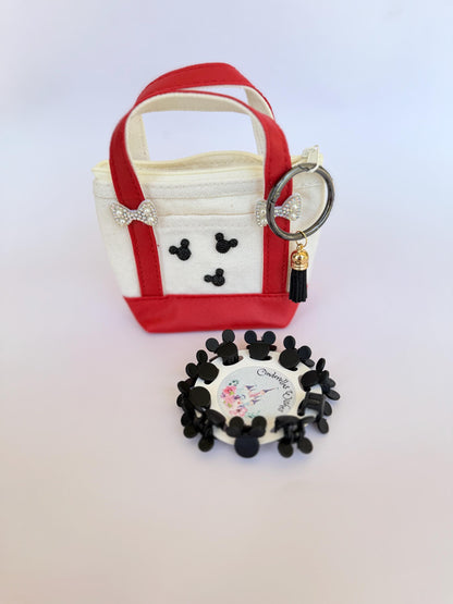 Personalized Mini Tote Bag & Mouse Ears Hair Clips