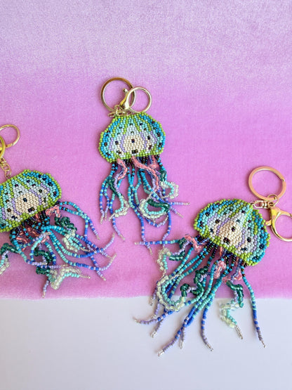 Beaded Jellyfish Keychain Ocean Lover Gift