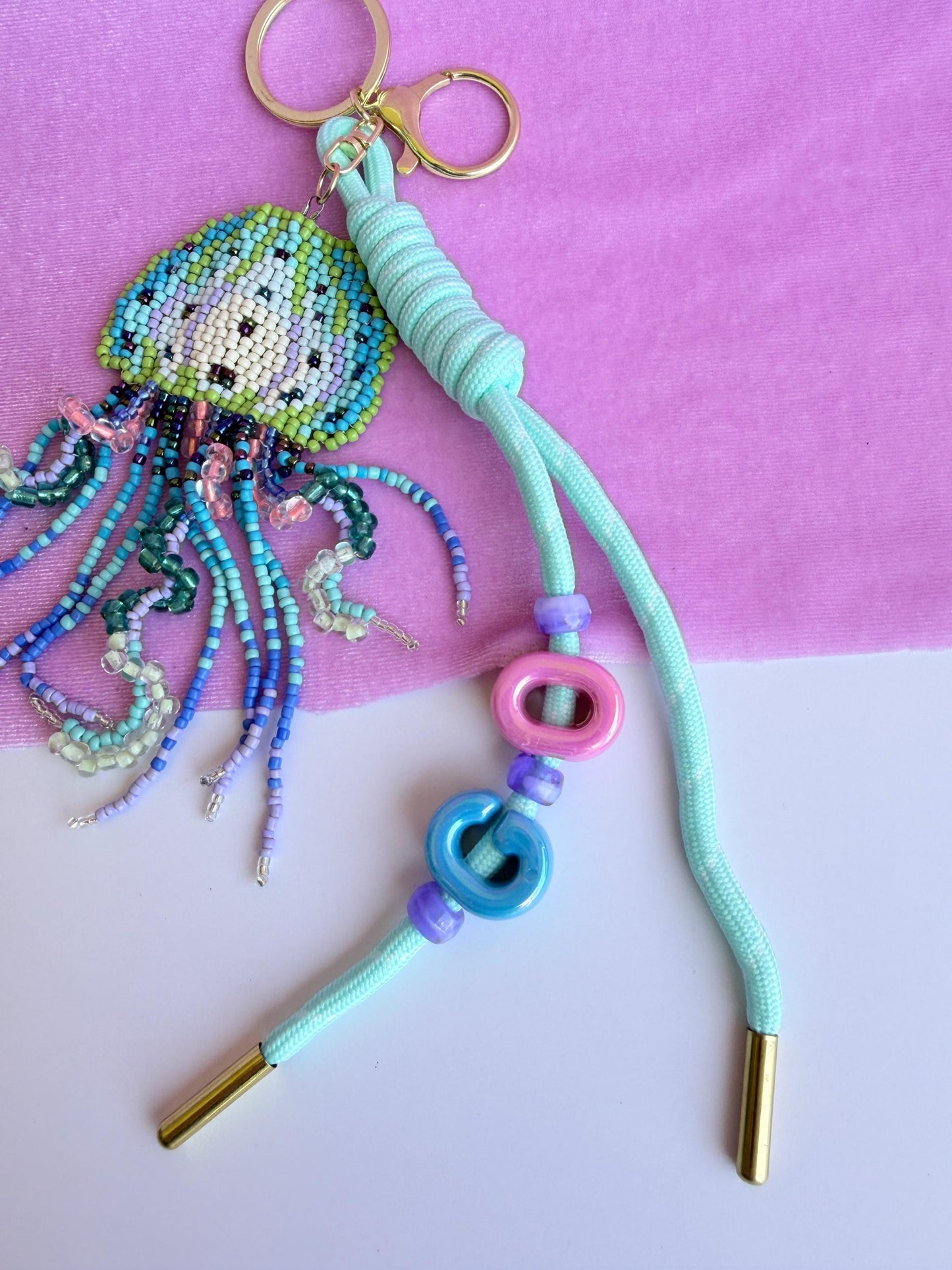Beaded Jellyfish Keychain Ocean Lover Gift