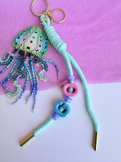 Beaded Jellyfish Keychain Ocean Lover Gift