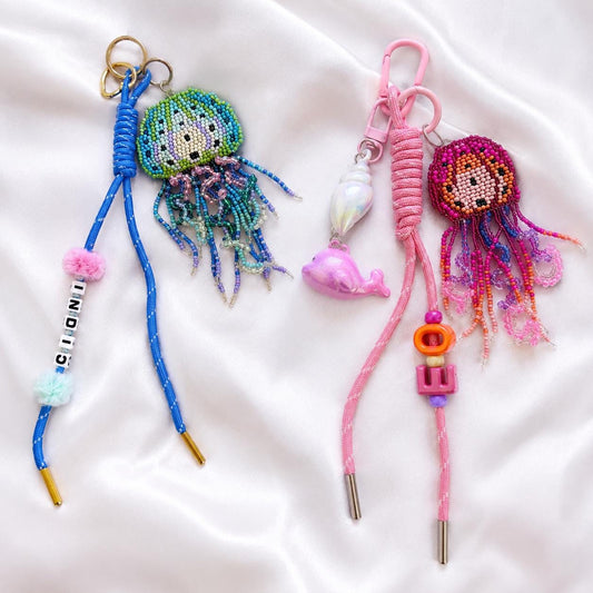Beaded Jellyfish Keychain Ocean Lover Gift