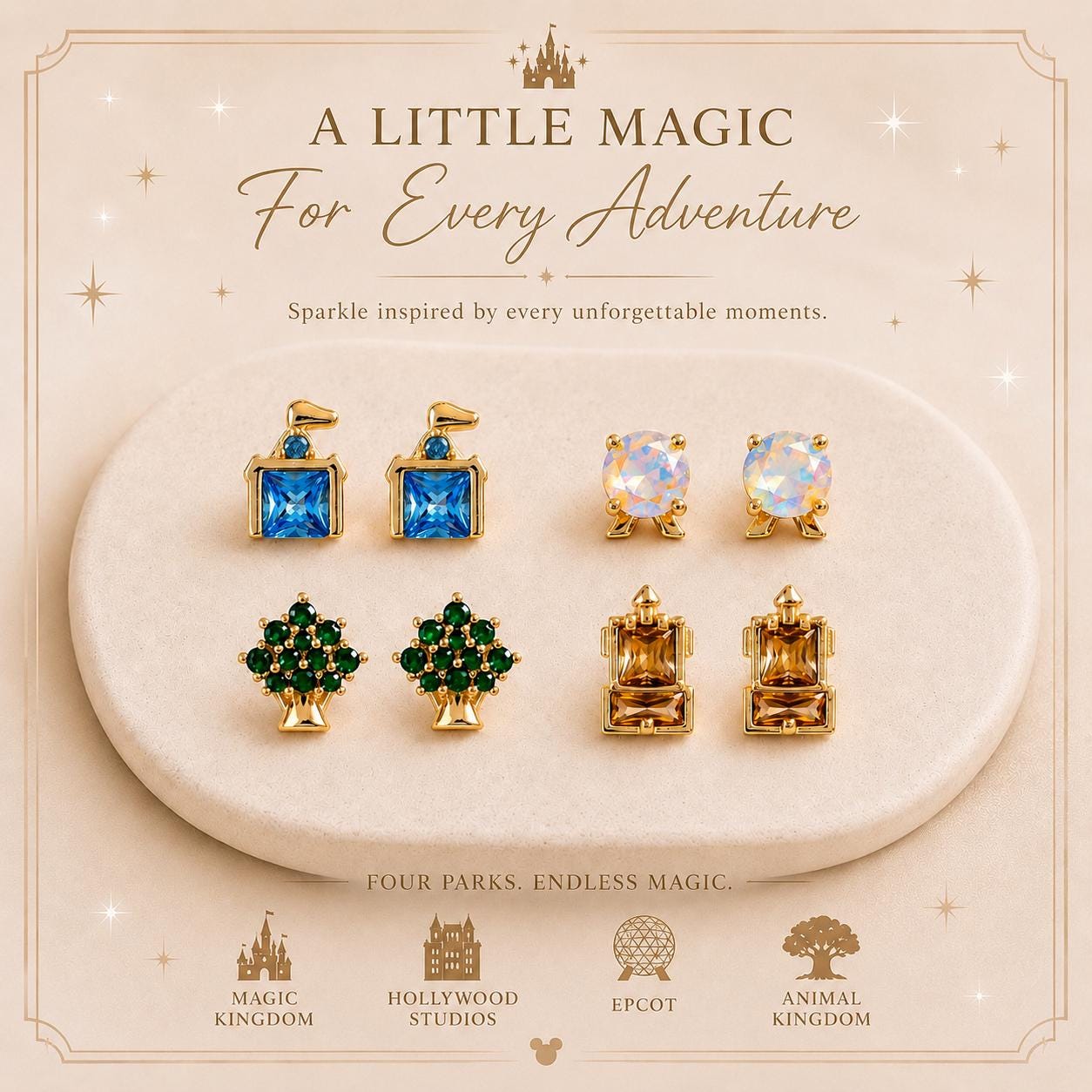 Four Park Earrings Theme Park Stud Earrings
